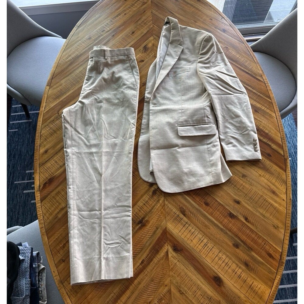 Jos. A. Bank Tailored Fit Tan Beige Lightweight Suit 42L x 35 waist